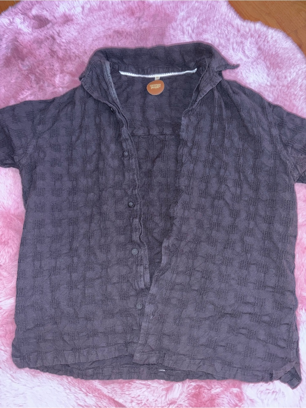 Charcoal textured button down shirt